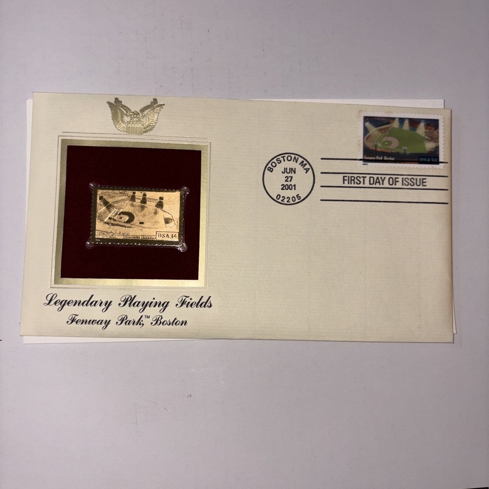 Fenway Park Boston 22kt Gold Replica Stamp 1st Day Issue Legendary Playing Field